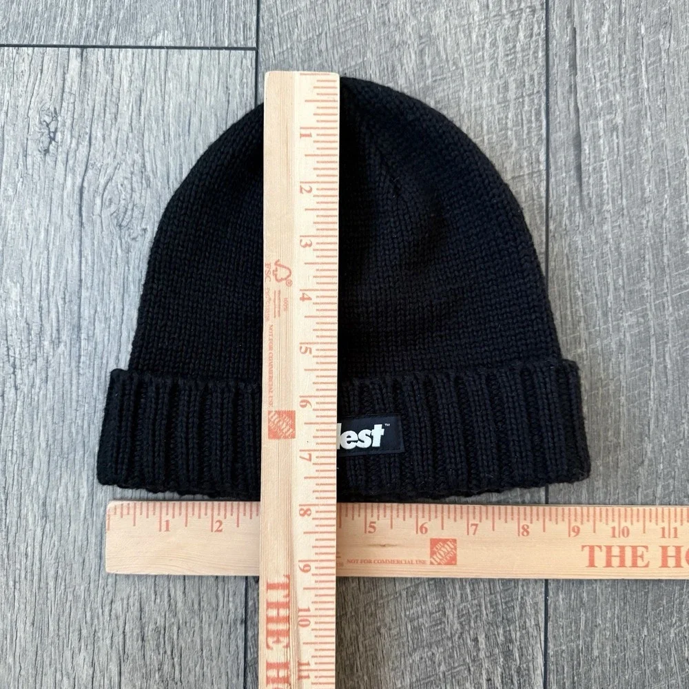 Y2K Illest Beanie Hat Black Knit Cuffed Logo Patch Streetwear Skull Cap Adult OS